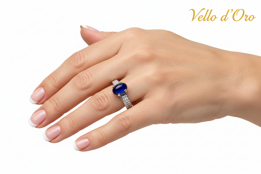 SAPPHIRE & DIAMOND RING 18KW