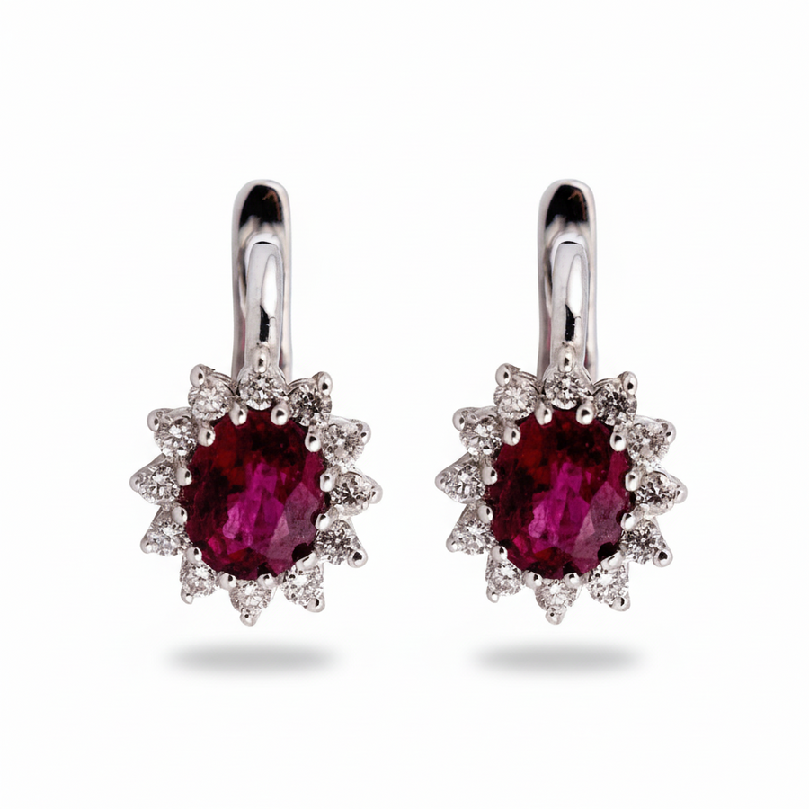 RUBY & DIAMOND EARRING 18KW