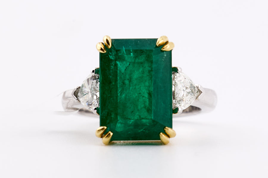 EMERALD & DIAMOND RING 18KW
