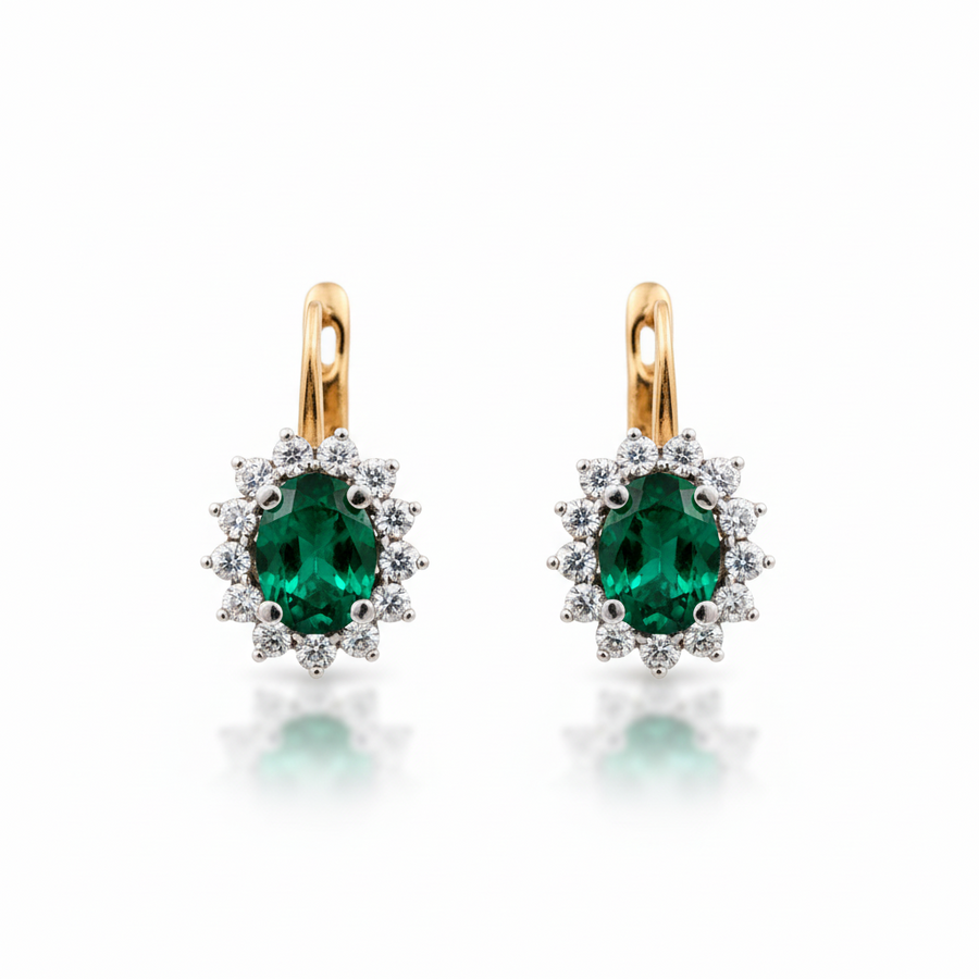EMERALD & DIAMOND EARRING 18KW