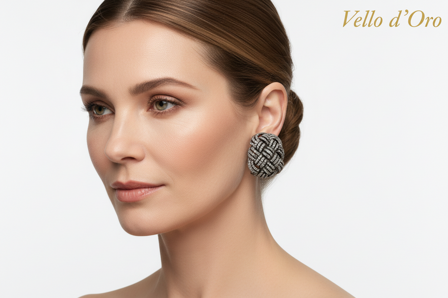 B&W DIAMOND EARRING 18KW