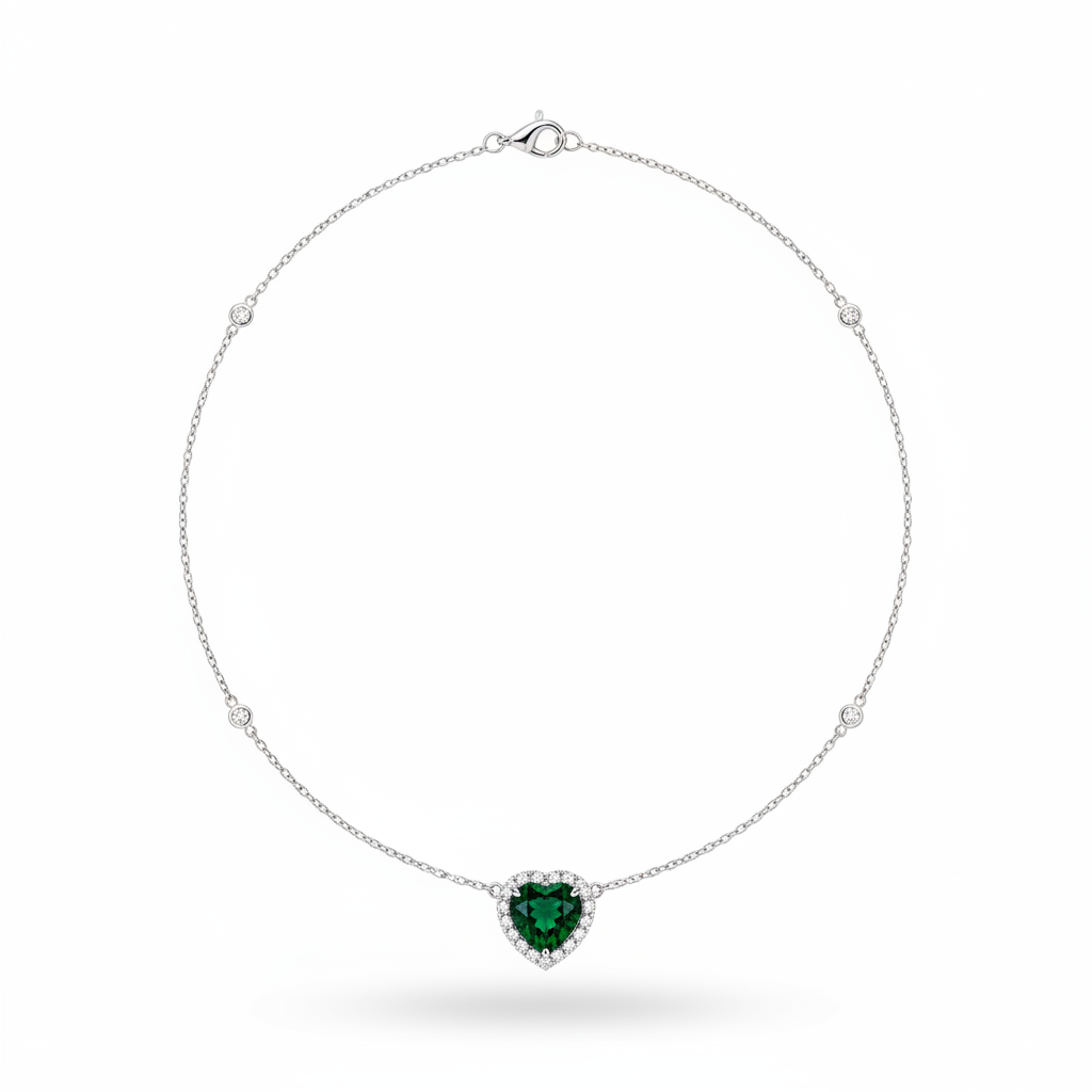 EMERALD & DIAMOND NECKLACE 18KW