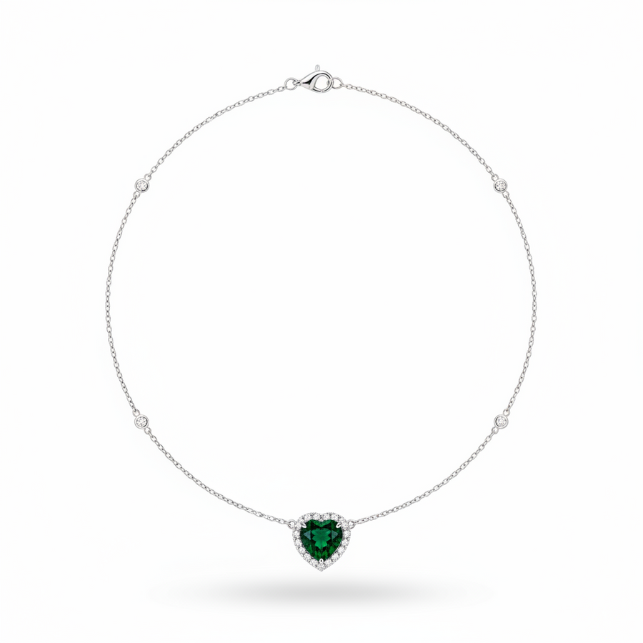 EMERALD & DIAMOND NECKLACE 18KW