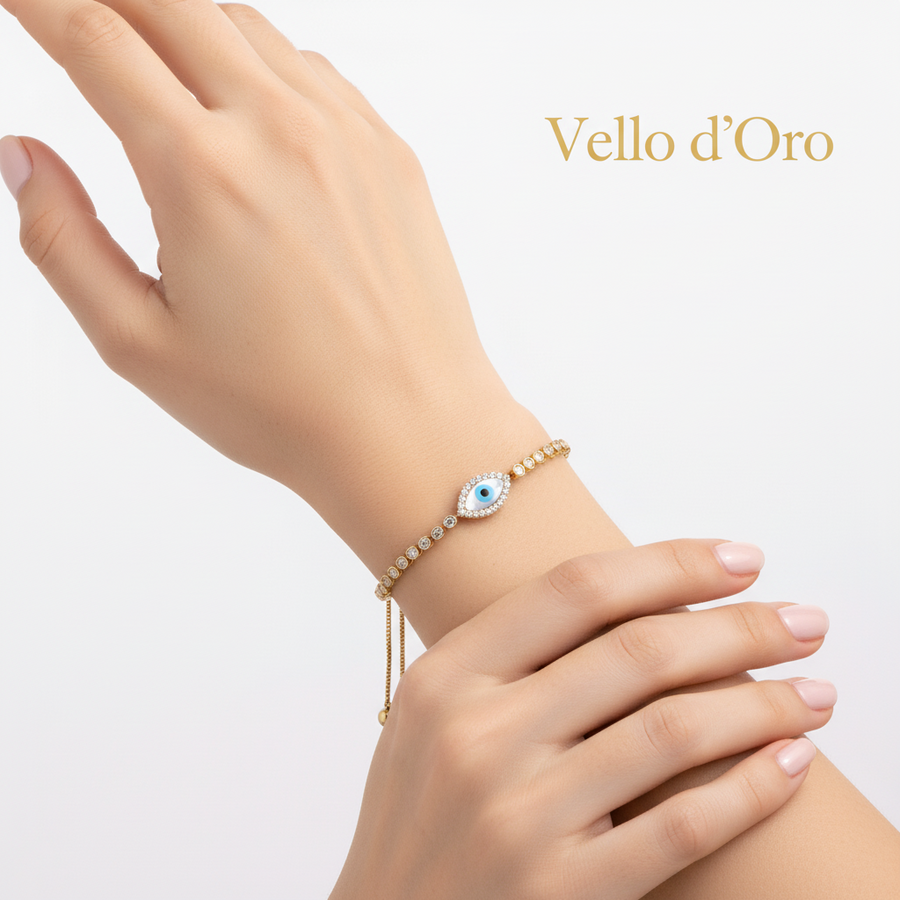 DIAMOND BRACELET EVIL EYE 18KW