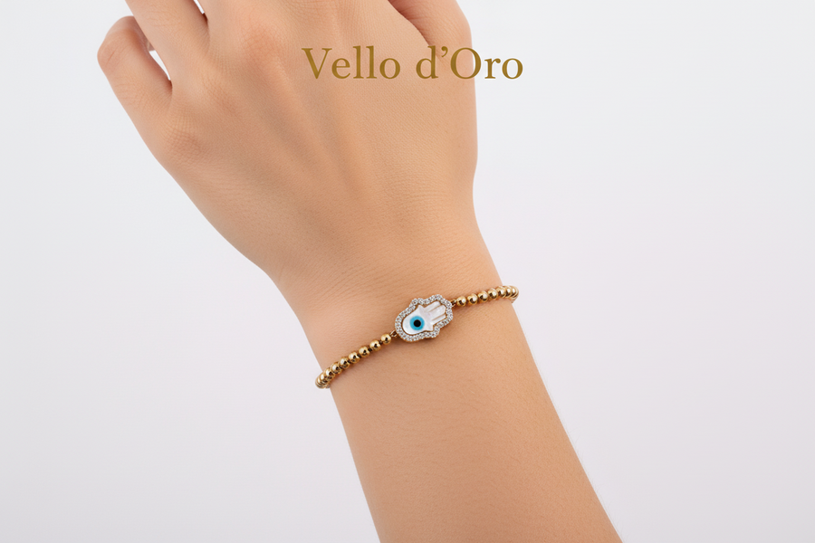 DIAMOND BRACELET HAMSA HAND 18KW