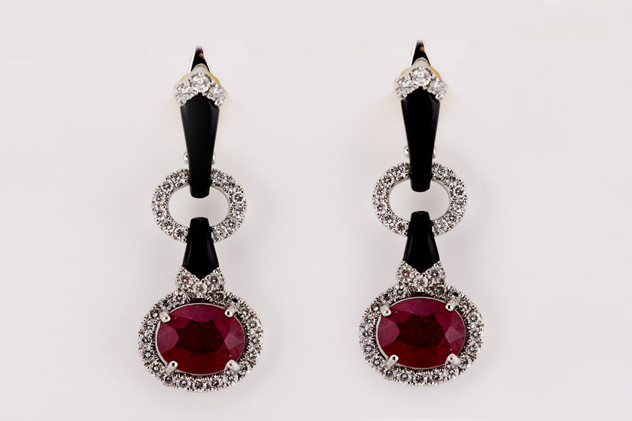 RUBY & DIAMOND EARRING 18KW