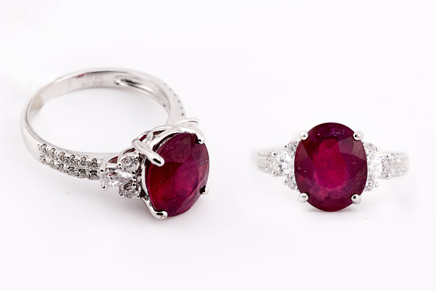 RUBY & DIAMOND RING 18KW