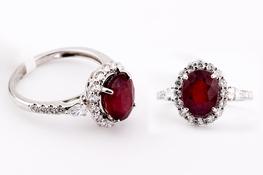 RUBY & DIAMOND RING 18KW
