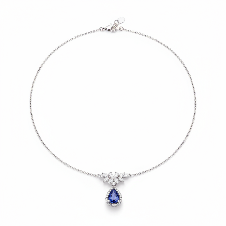 TANZANITE & DIAMOND NECKLACE 18KW