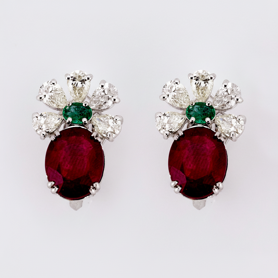 RUBY & DIAMOND EARRING 18KW