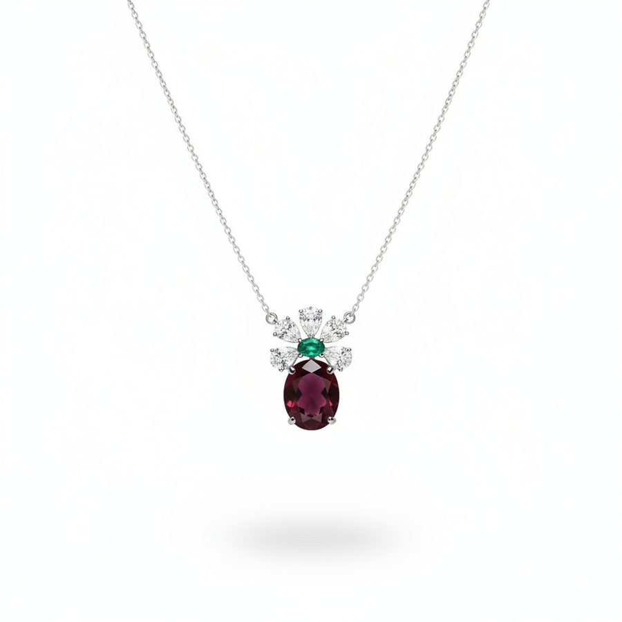 RUBY & DIAMOND NECKLACE 18KW