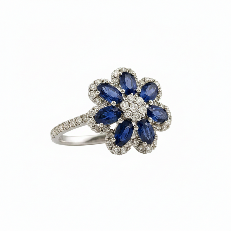 SAPPHIRE & DIAMOND EARRING 18KW